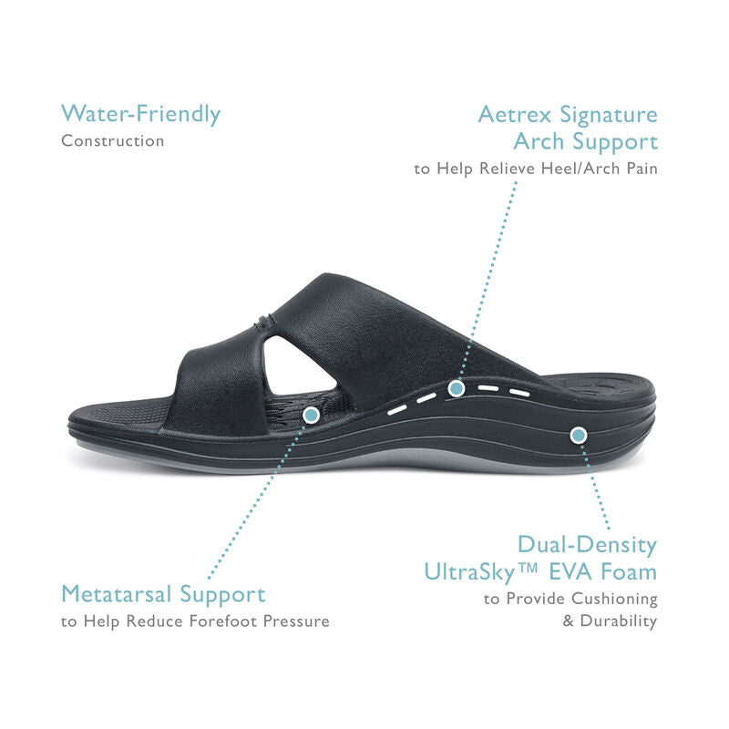Bali Orthotic Slides Men Black - Sole Therapy