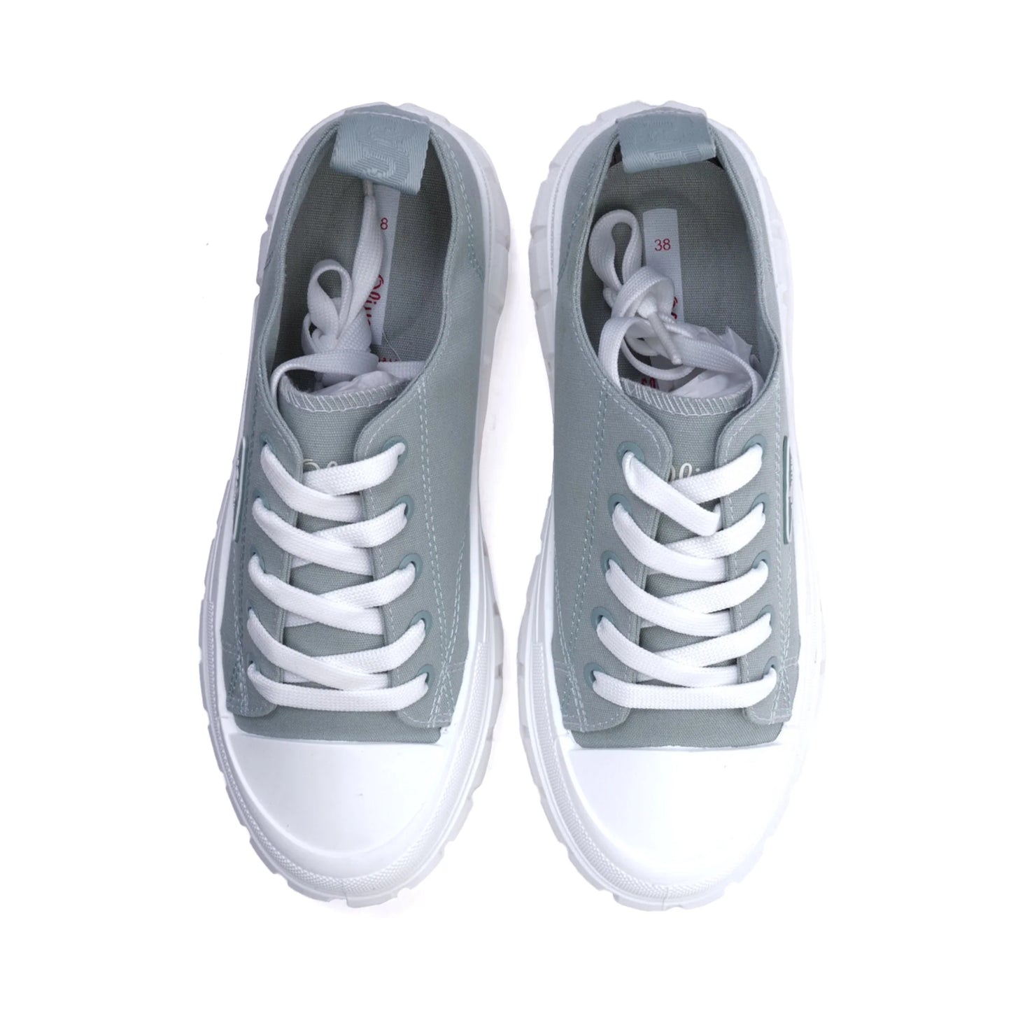 S. Oliver Women's Canvas Sneakers with Platform Sole Grey - Sole Therapy