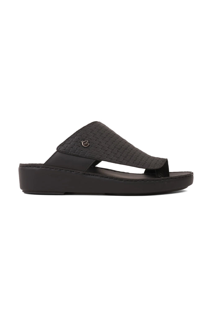 UOMO CAVALIER ELITE HANDCRAFTED LEATHER ARABIC SANDALS BLACK - Seventy7