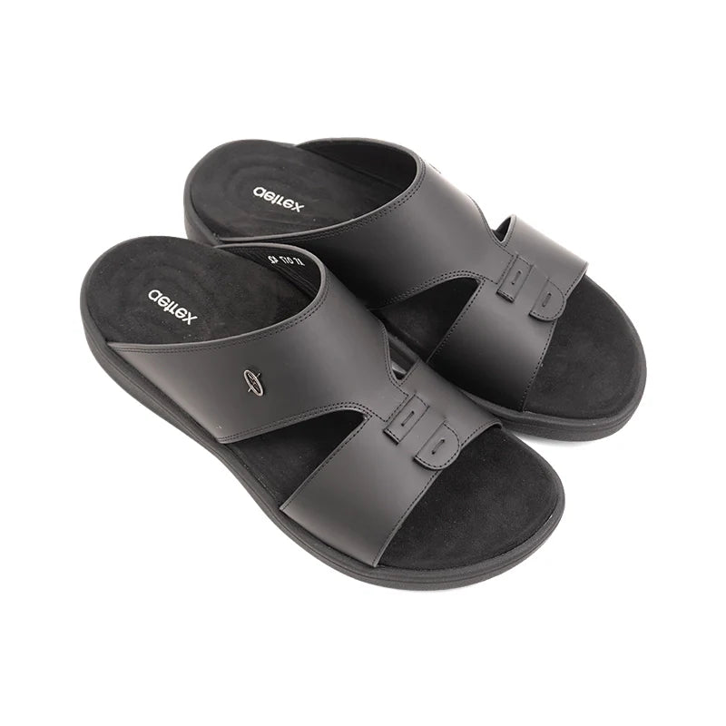 Aetrex Men's Traditional Sandals with Soft Suede-Touch Footbed - Black