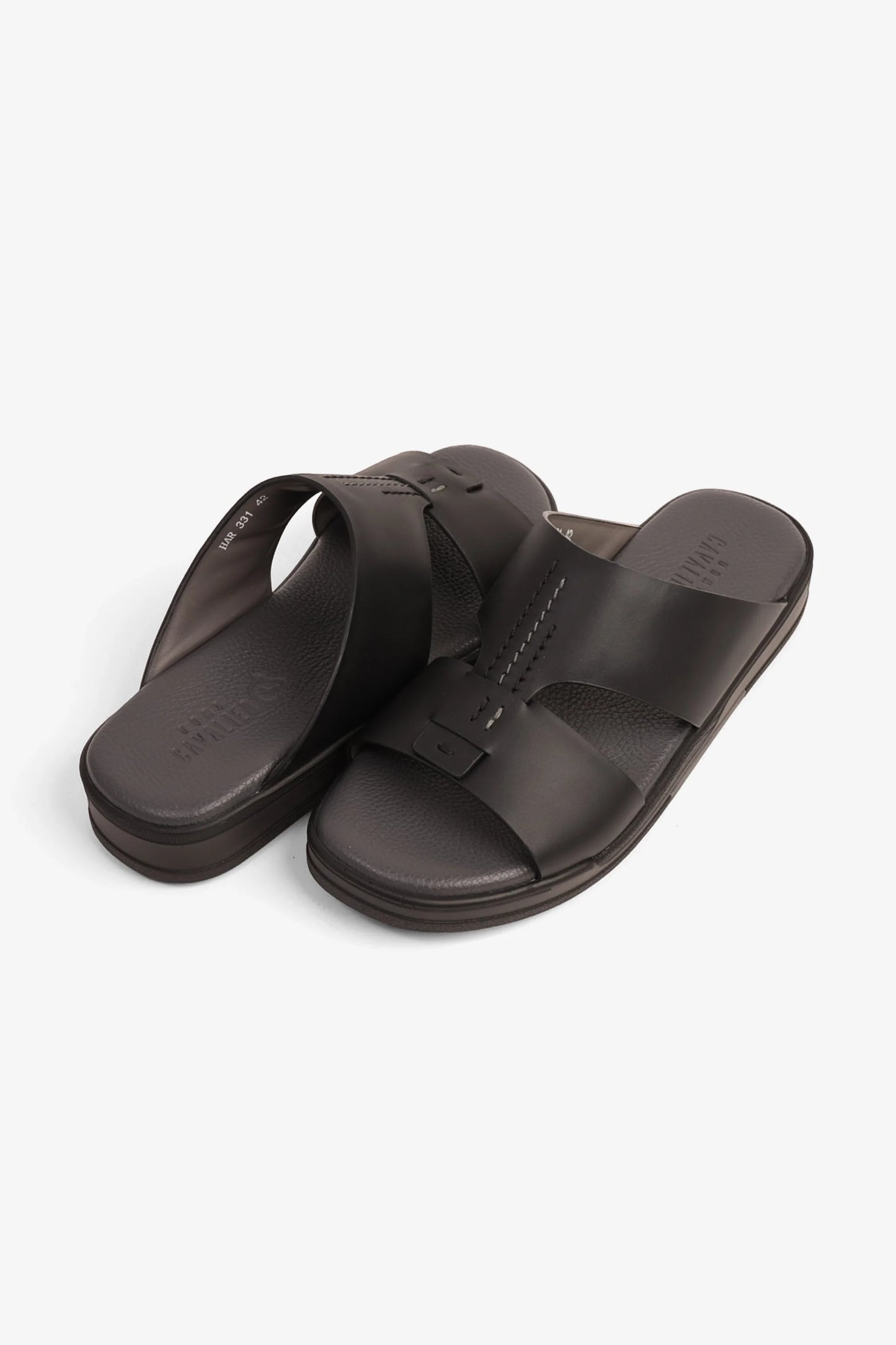 UOMO CAVALIER MEN'S LEATHER SANDALS COMFORT REDEFINED BLACK - Seventy7