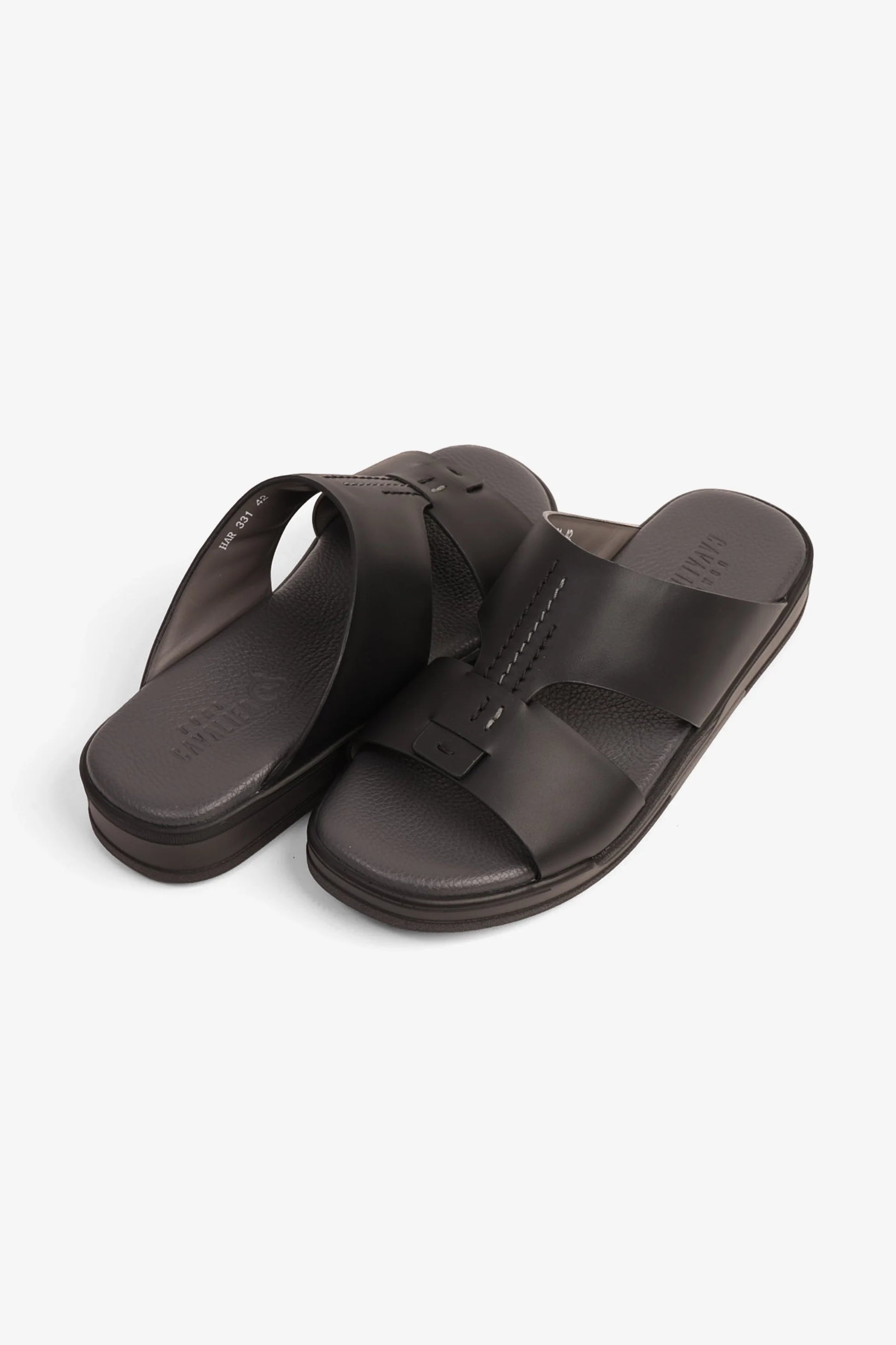 UOMO CAVALIER MEN'S LEATHER SANDALS COMFORT REDEFINED BLACK - Seventy7