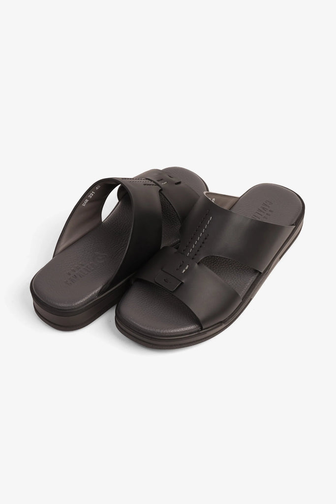 UOMO CAVALIER MEN'S LEATHER SANDALS COMFORT REDEFINED BLACK - Seventy7
