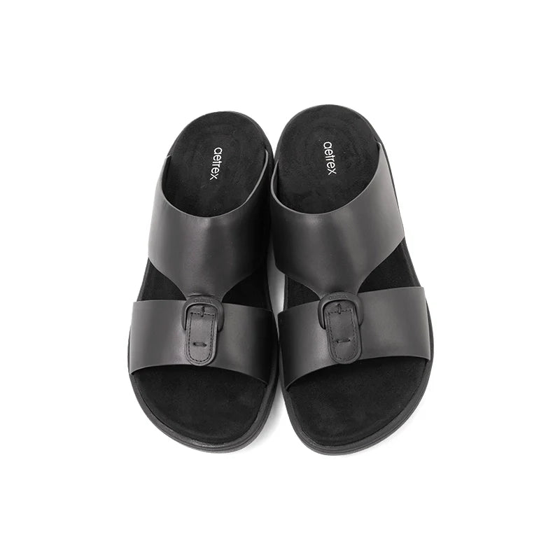 Aetrex Men's Hybrid Leather Sandals - Black
