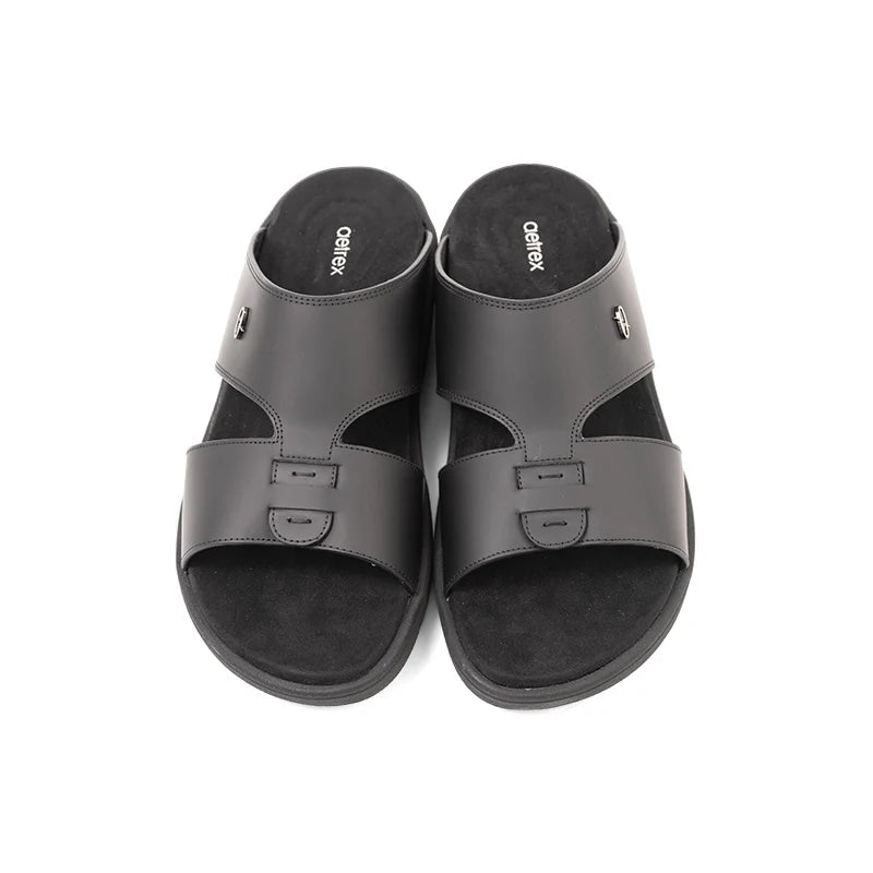 Aetrex Men's Traditional Sandals with Soft Suede-Touch Footbed - Black