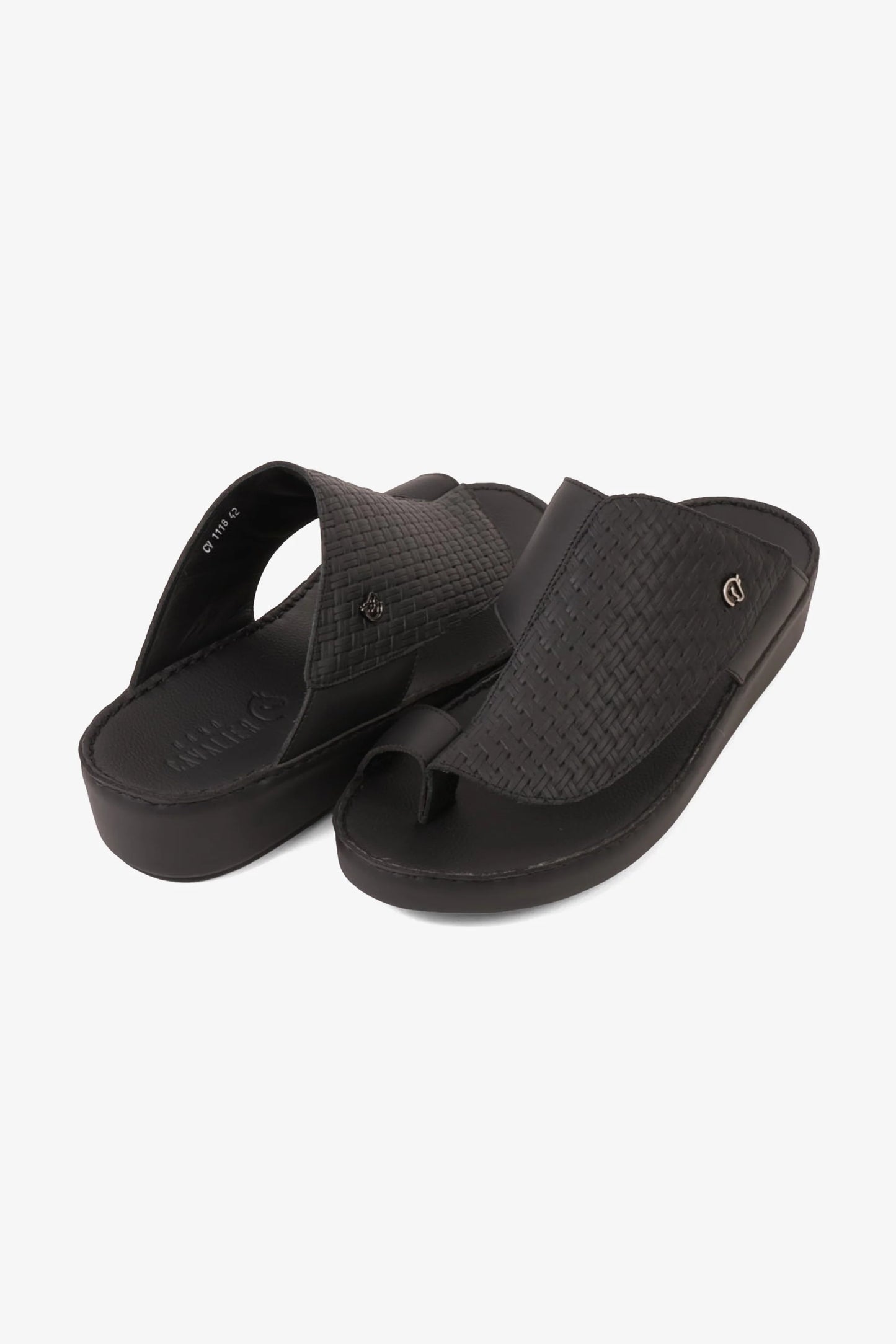 UOMO CAVALIER ELITE HANDCRAFTED LEATHER ARABIC SANDALS BLACK - Seventy7