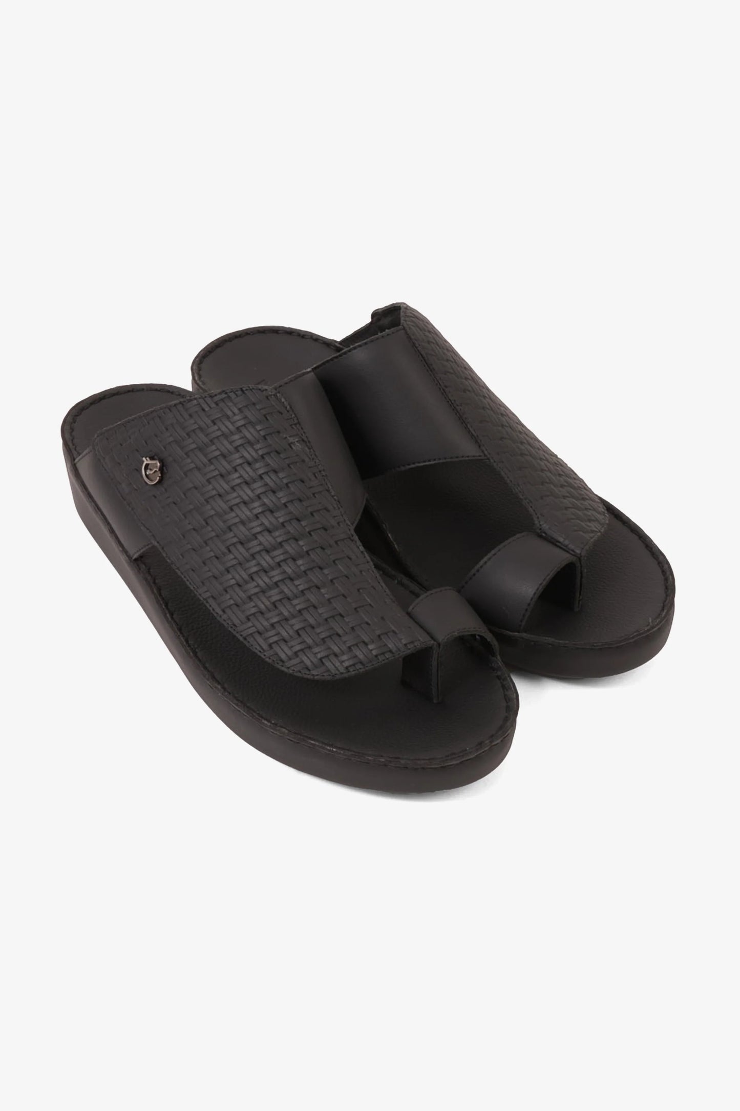 UOMO CAVALIER ELITE HANDCRAFTED LEATHER ARABIC SANDALS BLACK - Seventy7