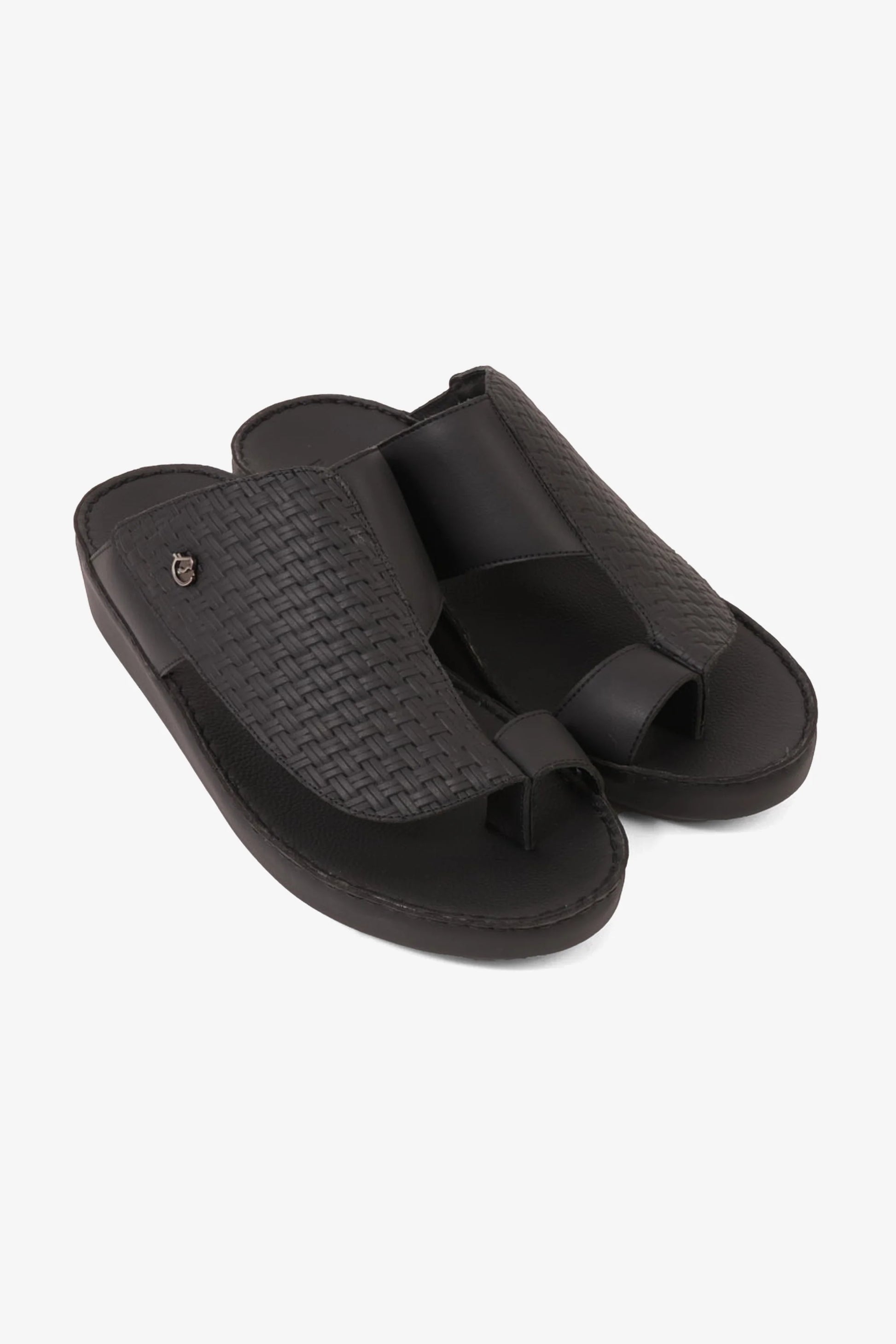 UOMO CAVALIER ELITE HANDCRAFTED LEATHER ARABIC SANDALS BLACK - Seventy7