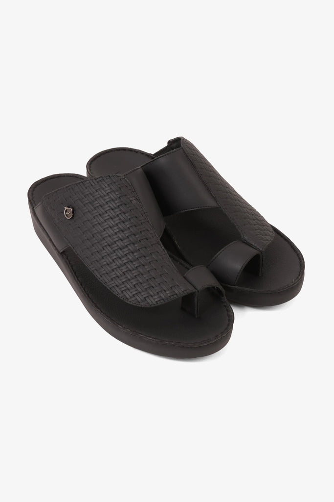 UOMO CAVALIER ELITE HANDCRAFTED LEATHER ARABIC SANDALS BLACK - Seventy7