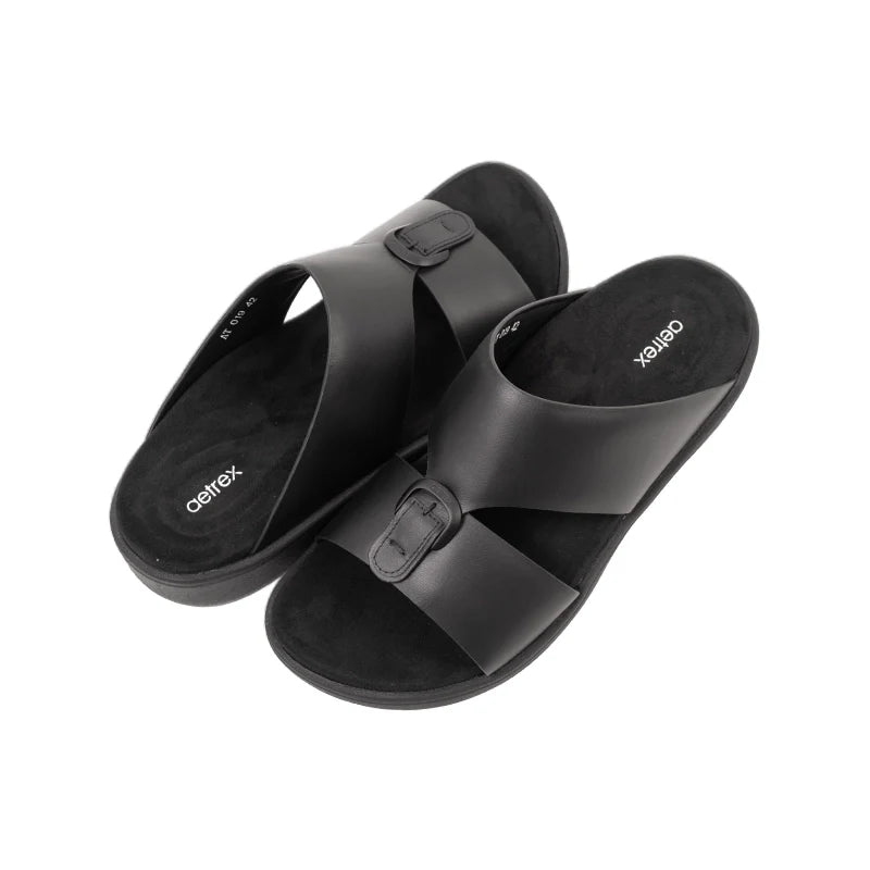 Aetrex Men's Hybrid Leather Sandals - Black