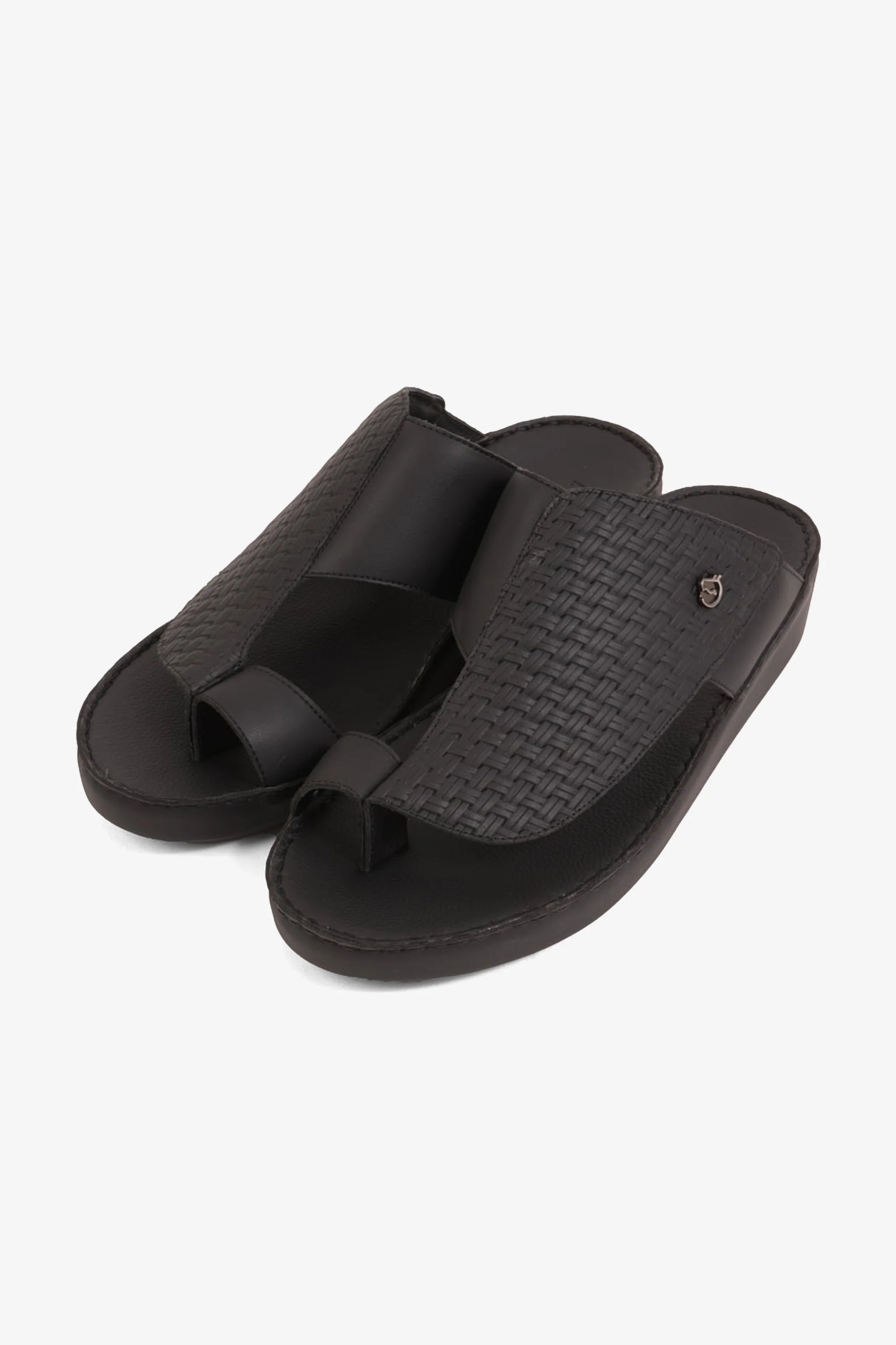 UOMO CAVALIER ELITE HANDCRAFTED LEATHER ARABIC SANDALS BLACK - Seventy7