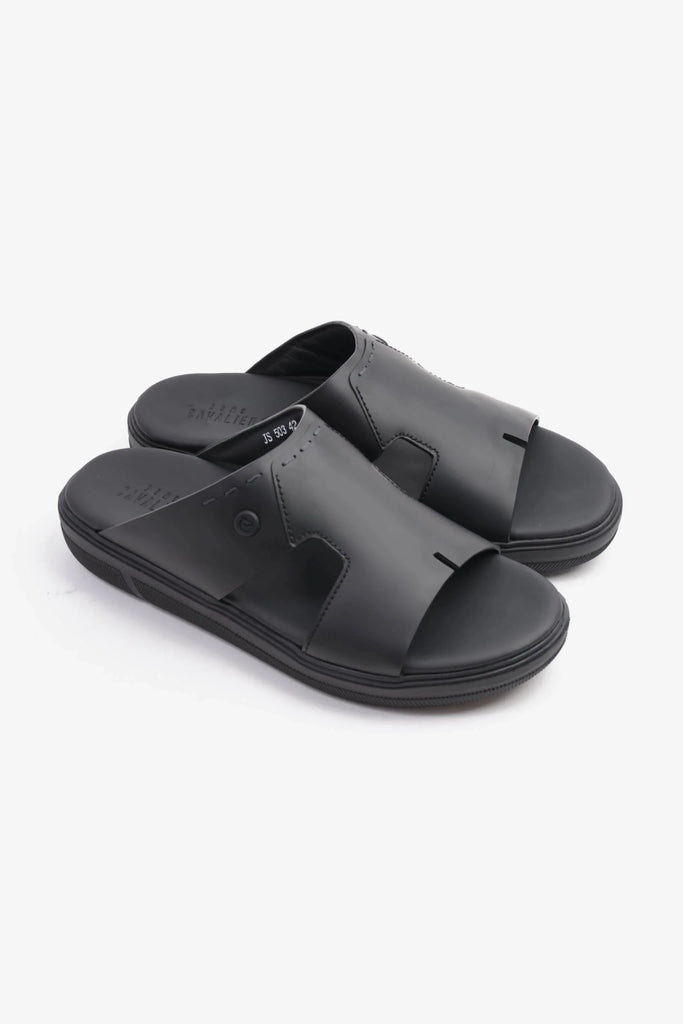 UOMO CAVALIER SLIP-ON DESIGN MEN SANDALS BLACK - Seventy7