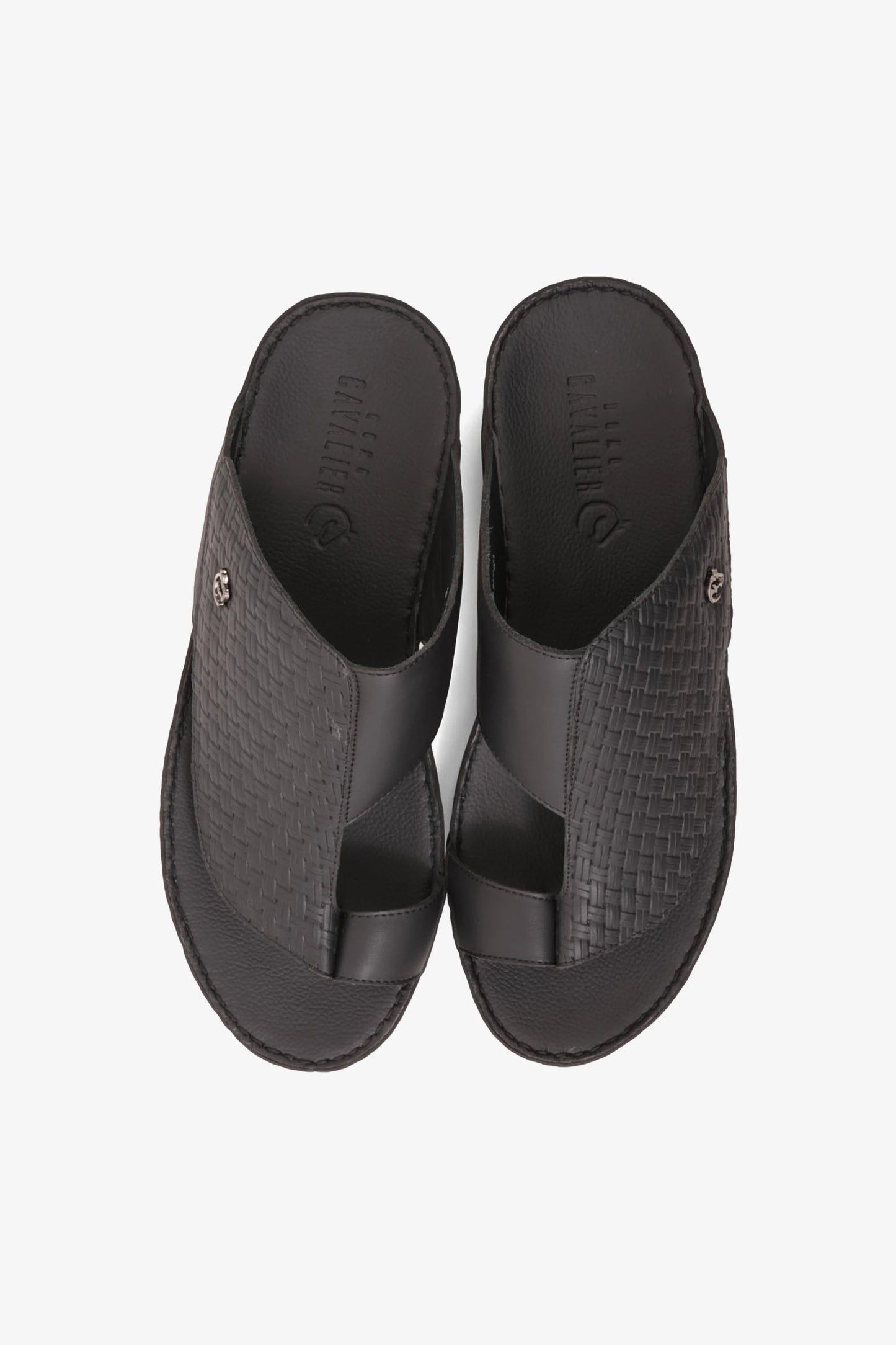 UOMO CAVALIER ELITE HANDCRAFTED LEATHER ARABIC SANDALS BLACK - Seventy7