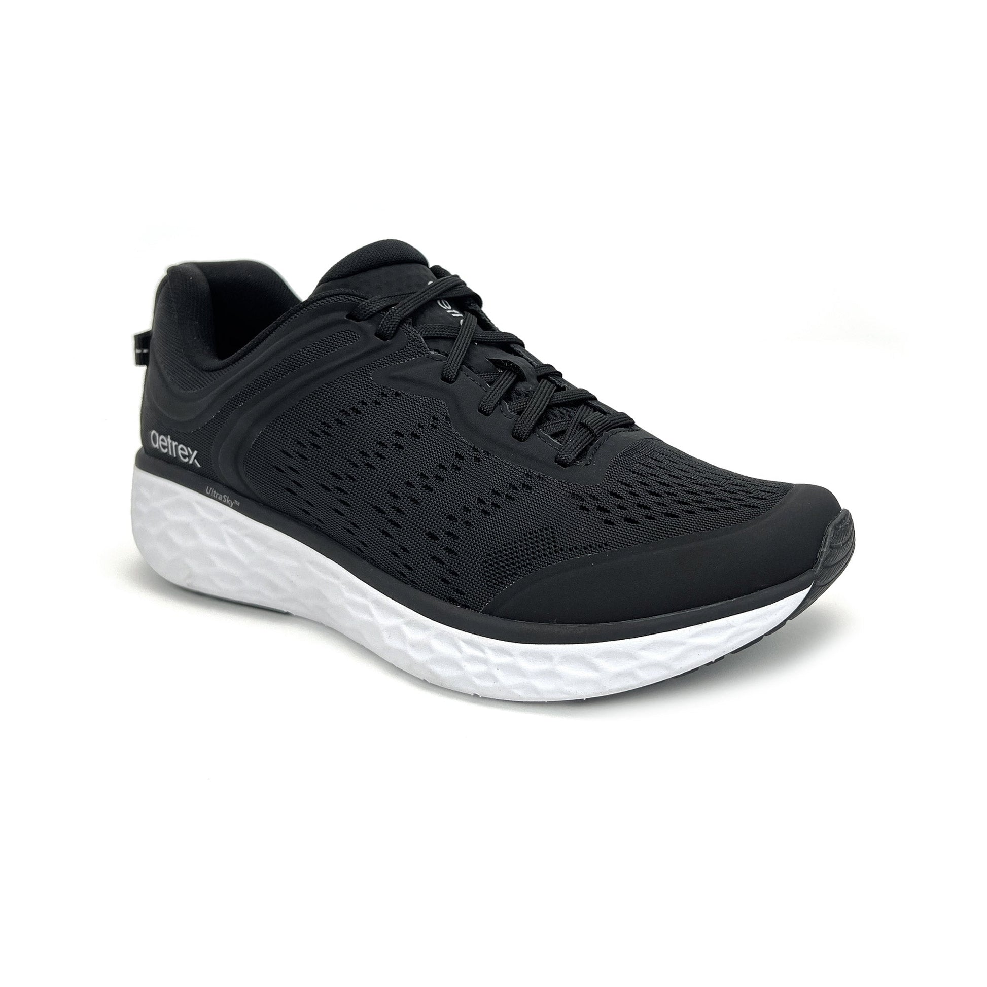 AETREX CHASE ARCH SUPPORT SNEAKERS BLACK/WHITE - Sole Therapy
