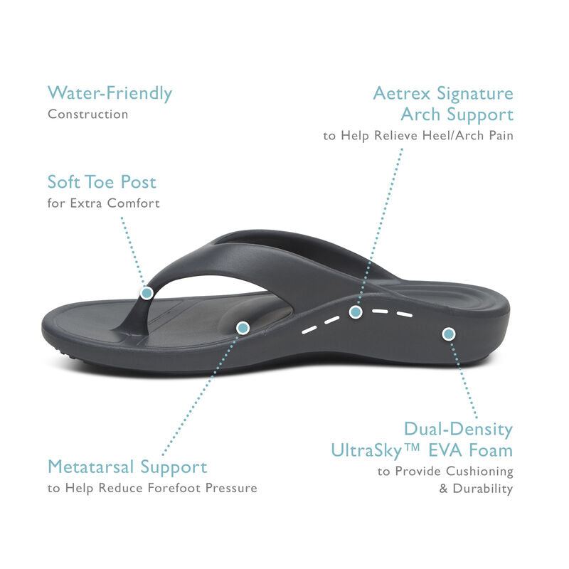 Aetrex Maui Flips Women - Grey - Sole Therapy