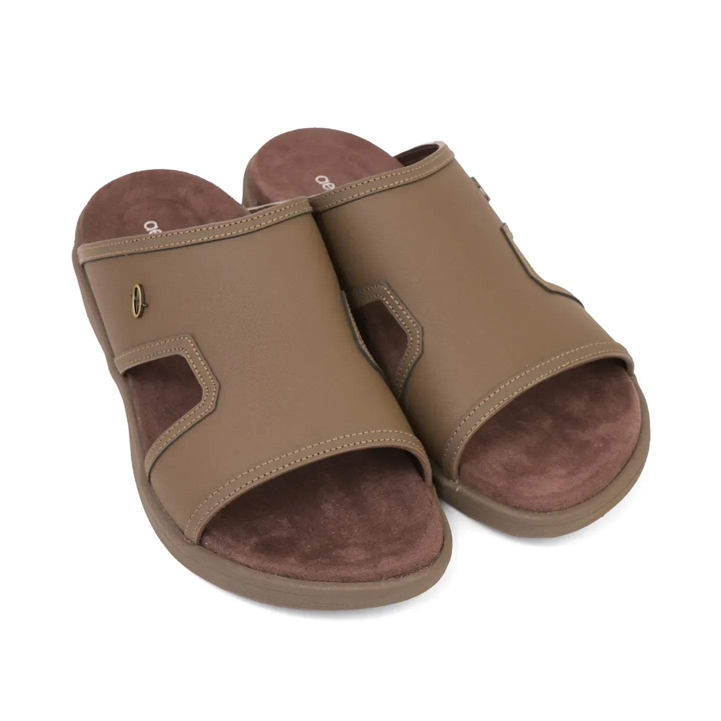 Aetrex Men's Suede Foot Bed Leather Sandals Truffle - Sole Therapy