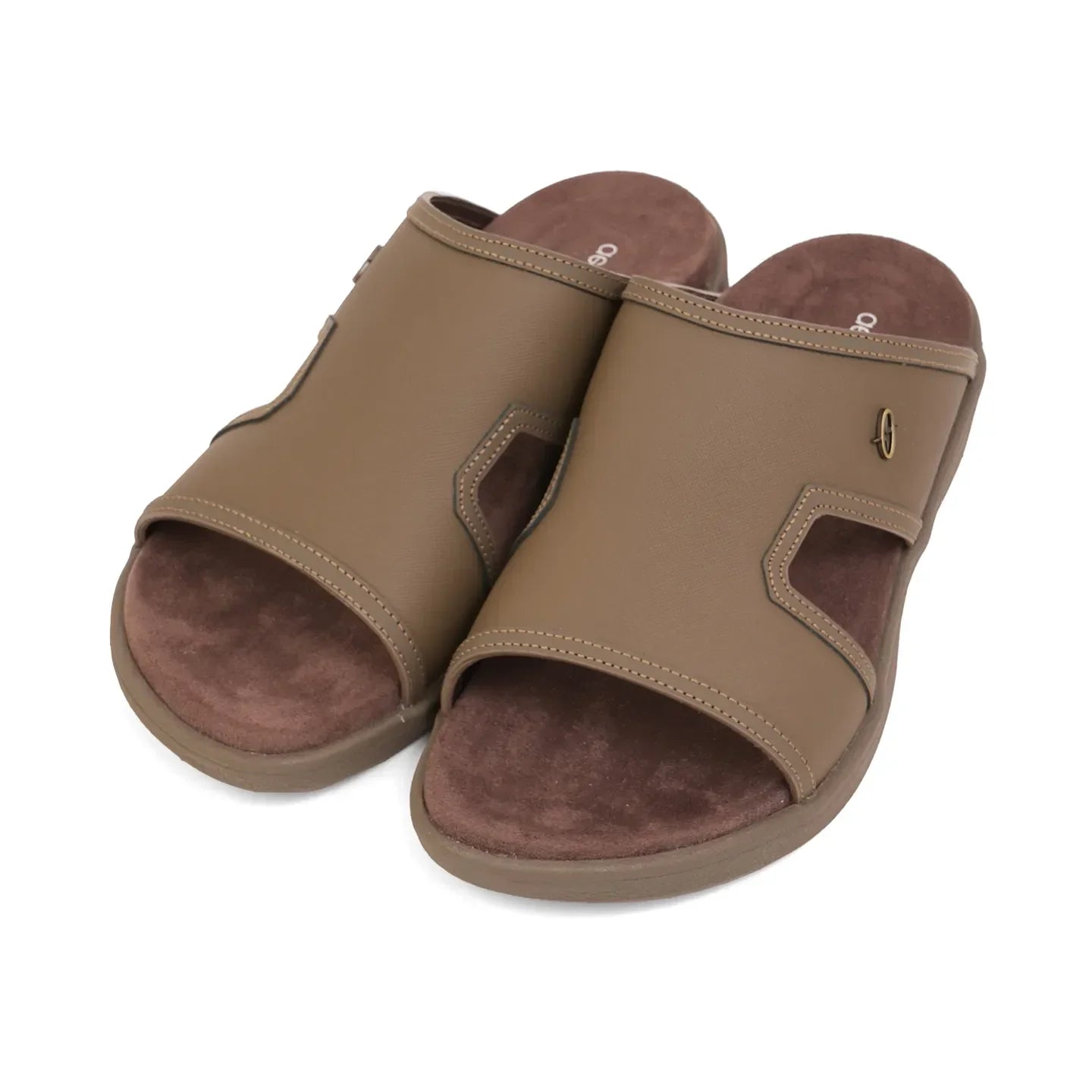 Aetrex Men's Suede Foot Bed Leather Sandals Truffle - Sole Therapy