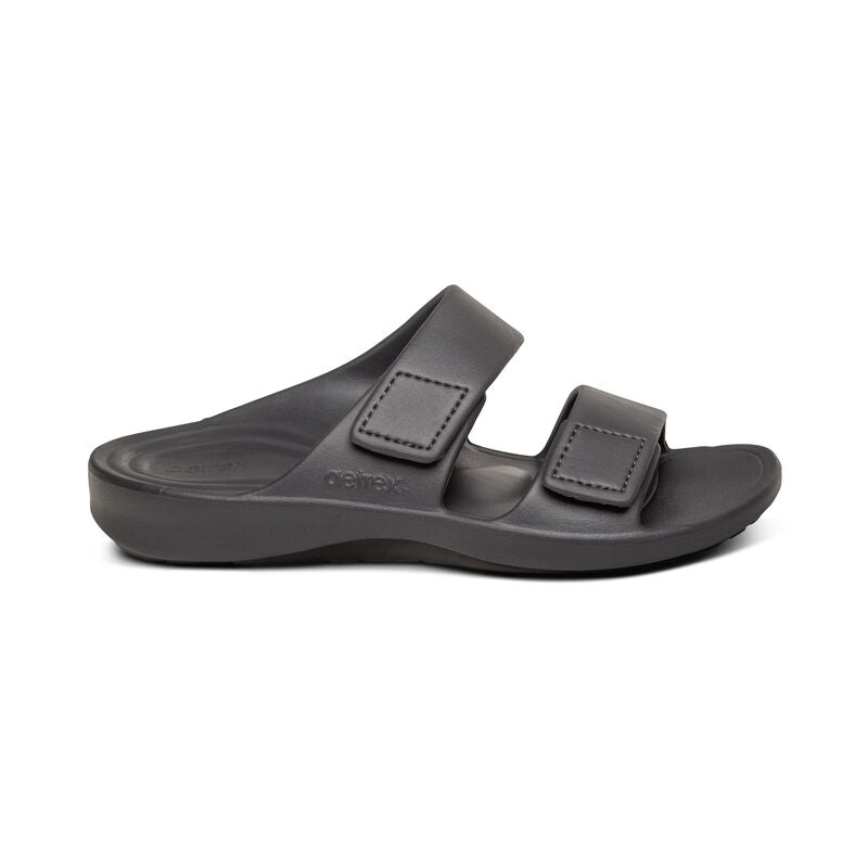 Aetrex Milos Orthotic Slides Men Charcoal - Sole Therapy