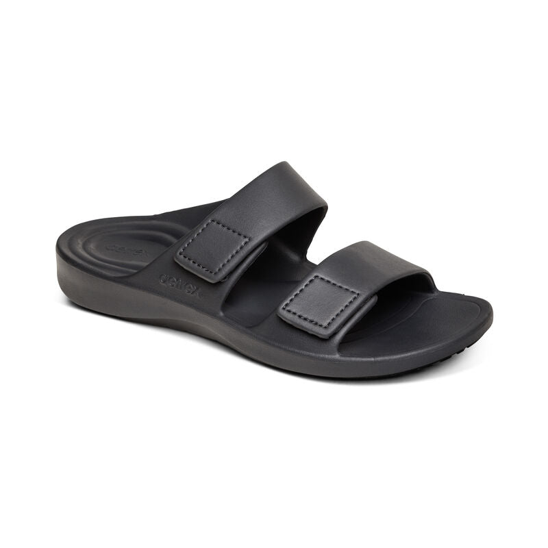 Aetrex Milos Orthotic Slides Men Charcoal - Sole Therapy
