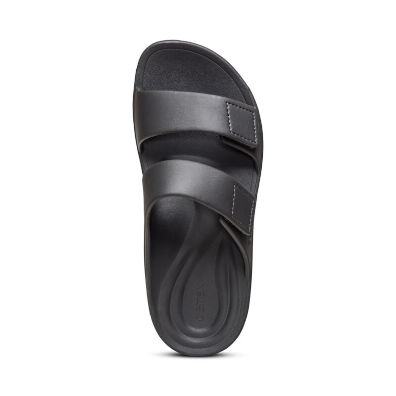 Aetrex Milos Orthotic Slides Men Charcoal - Sole Therapy