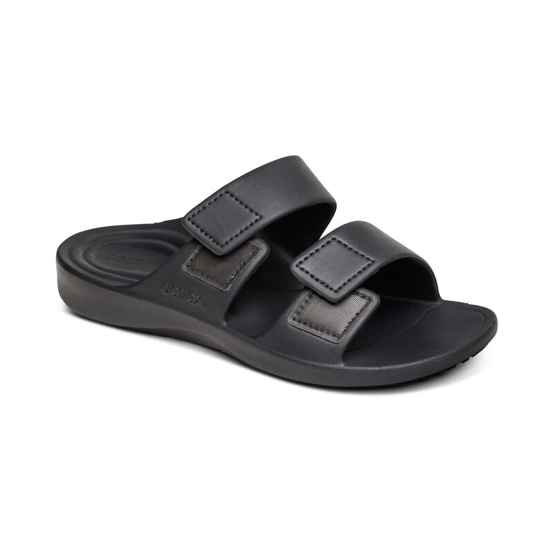 Aetrex Milos Orthotic Slides Men Charcoal - Sole Therapy