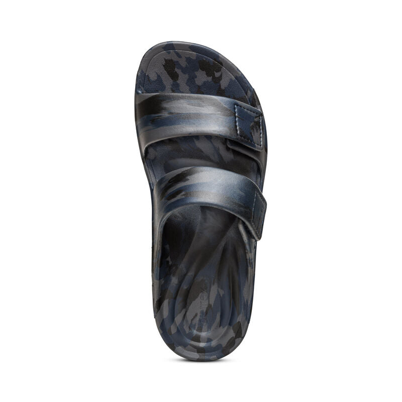 Aetrex Milos Orthotics Slides Men Navy Camo - Sole Therapy
