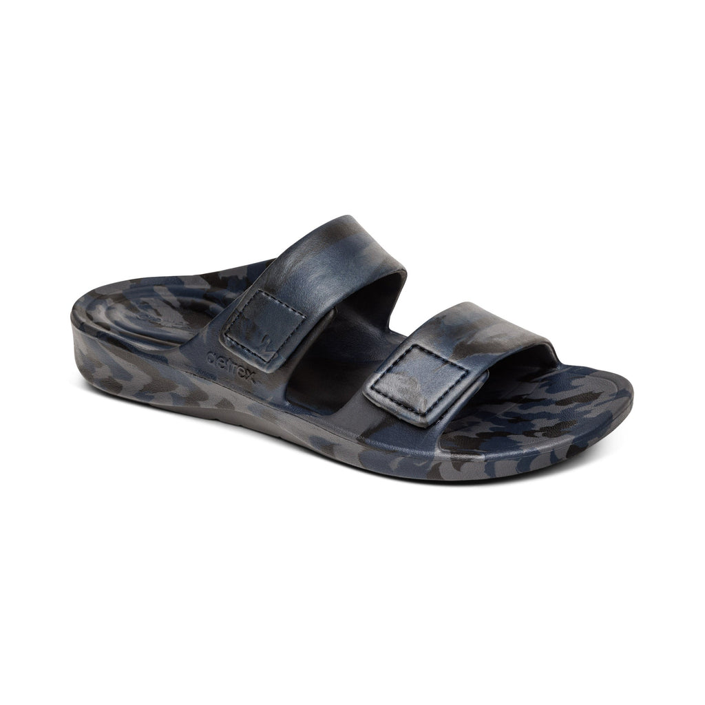 Aetrex Milos Orthotics Slides Men Navy Camo - Sole Therapy