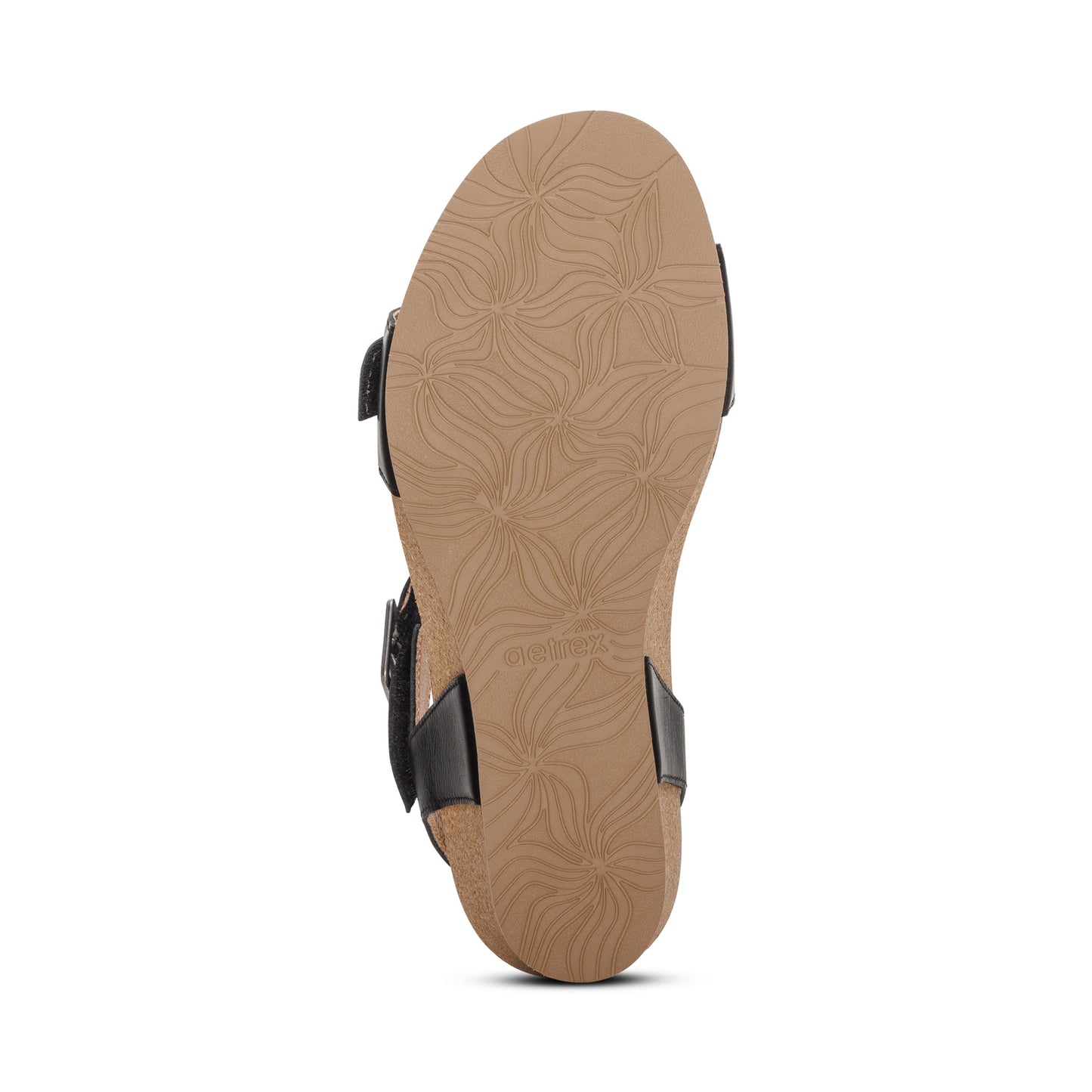 AETREX LEXA CORK WEDGE QTR STRP BLACK
