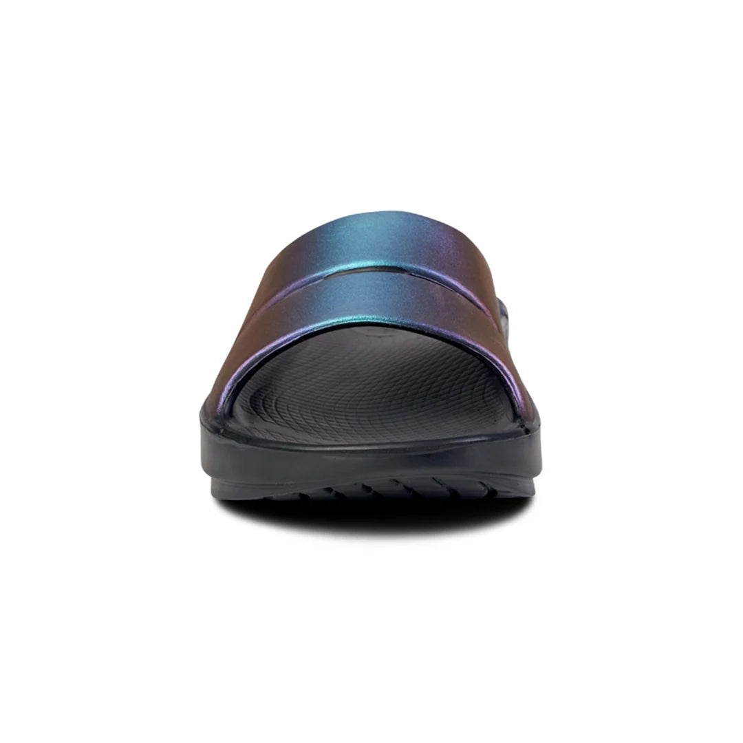 OOFOS WOMEN'S LUXE SLIDE SANDALS - MIDNIGHT SPECTRE - Sole Therapy