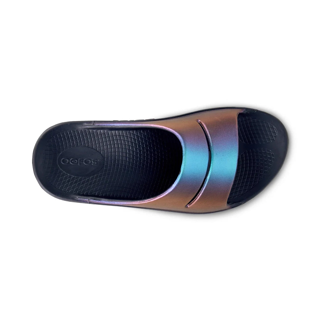 OOFOS WOMEN'S LUXE SLIDE SANDALS - MIDNIGHT SPECTRE - Sole Therapy