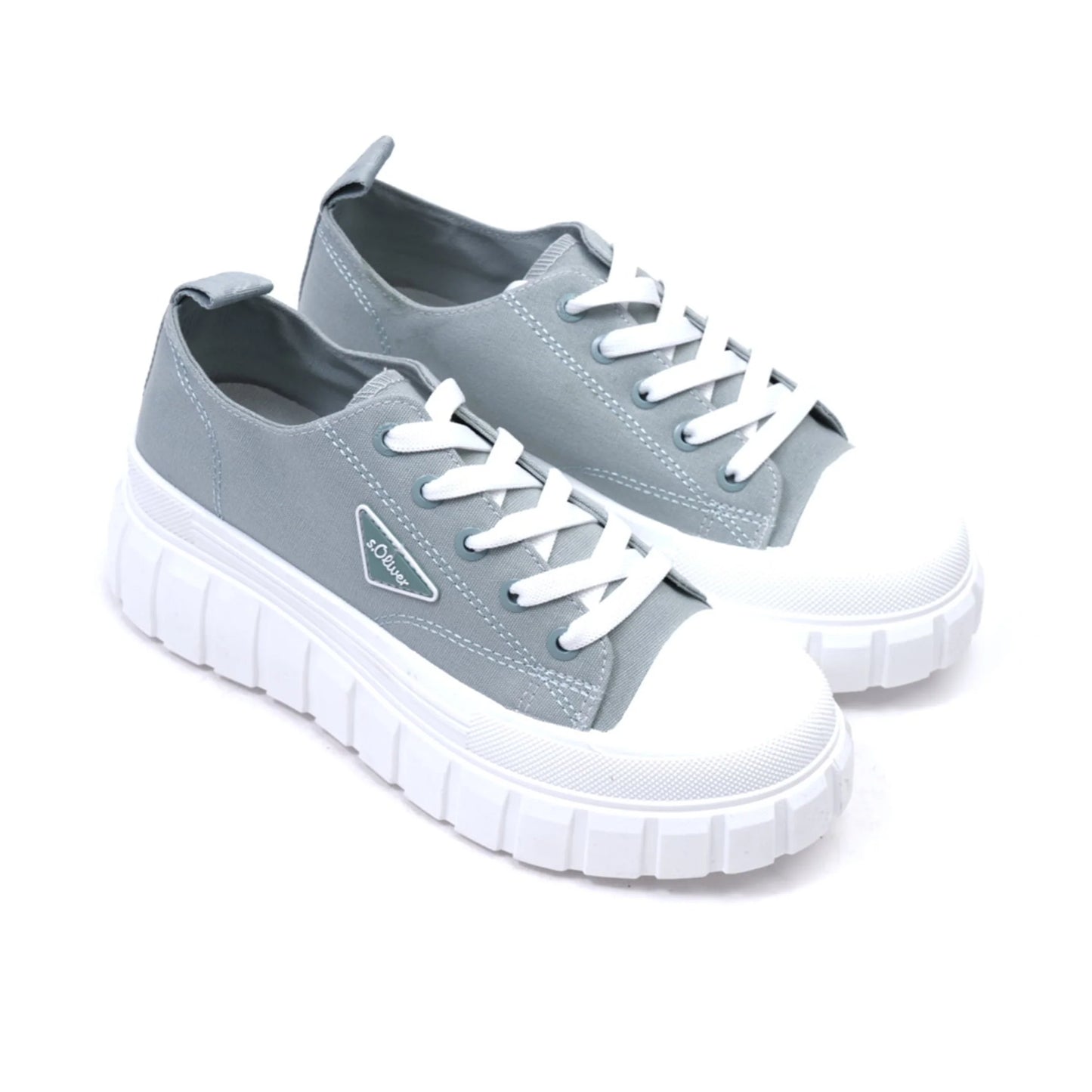 S. Oliver Women's Canvas Sneakers with Platform Sole Grey - Sole Therapy