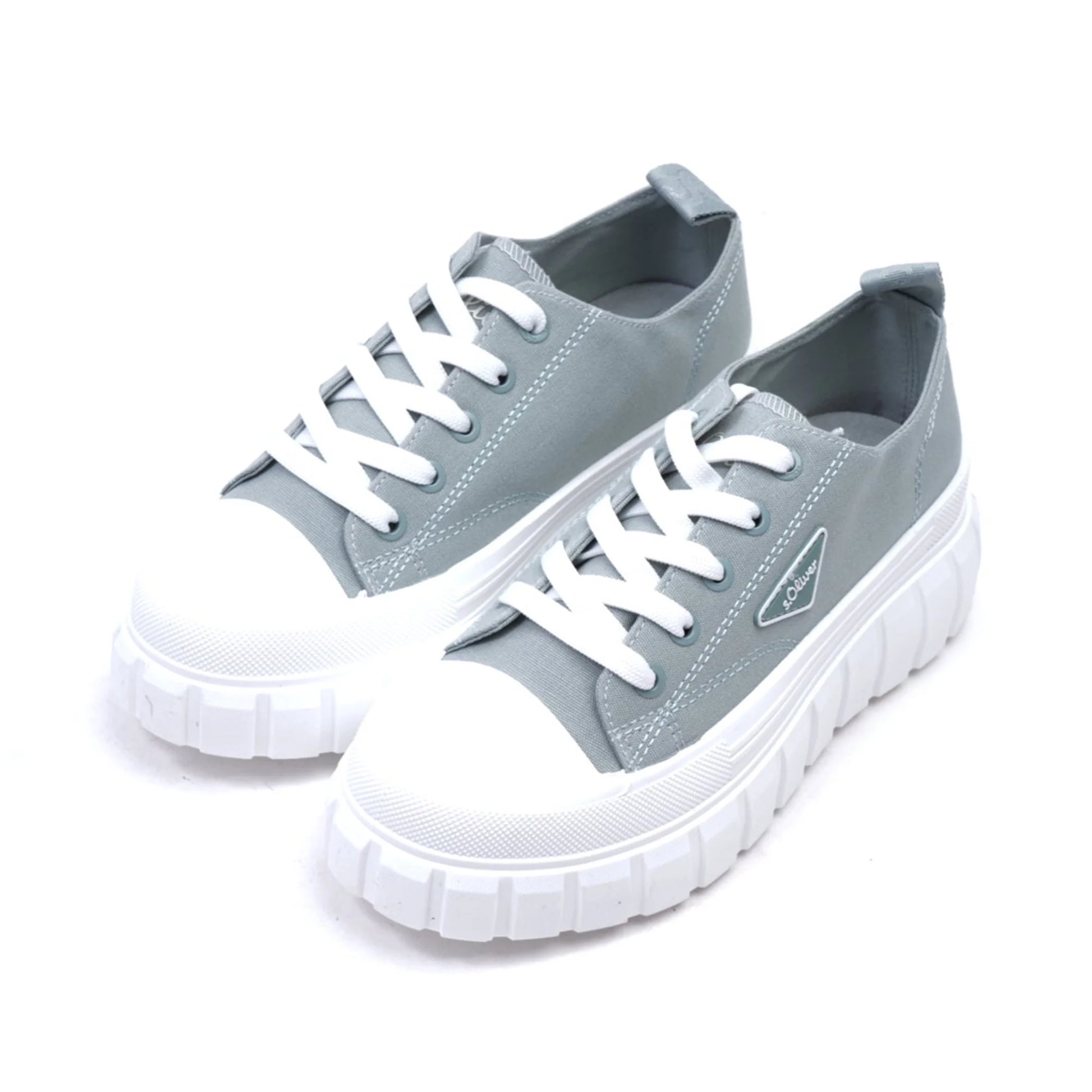 S. Oliver Women's Canvas Sneakers with Platform Sole Grey - Sole Therapy