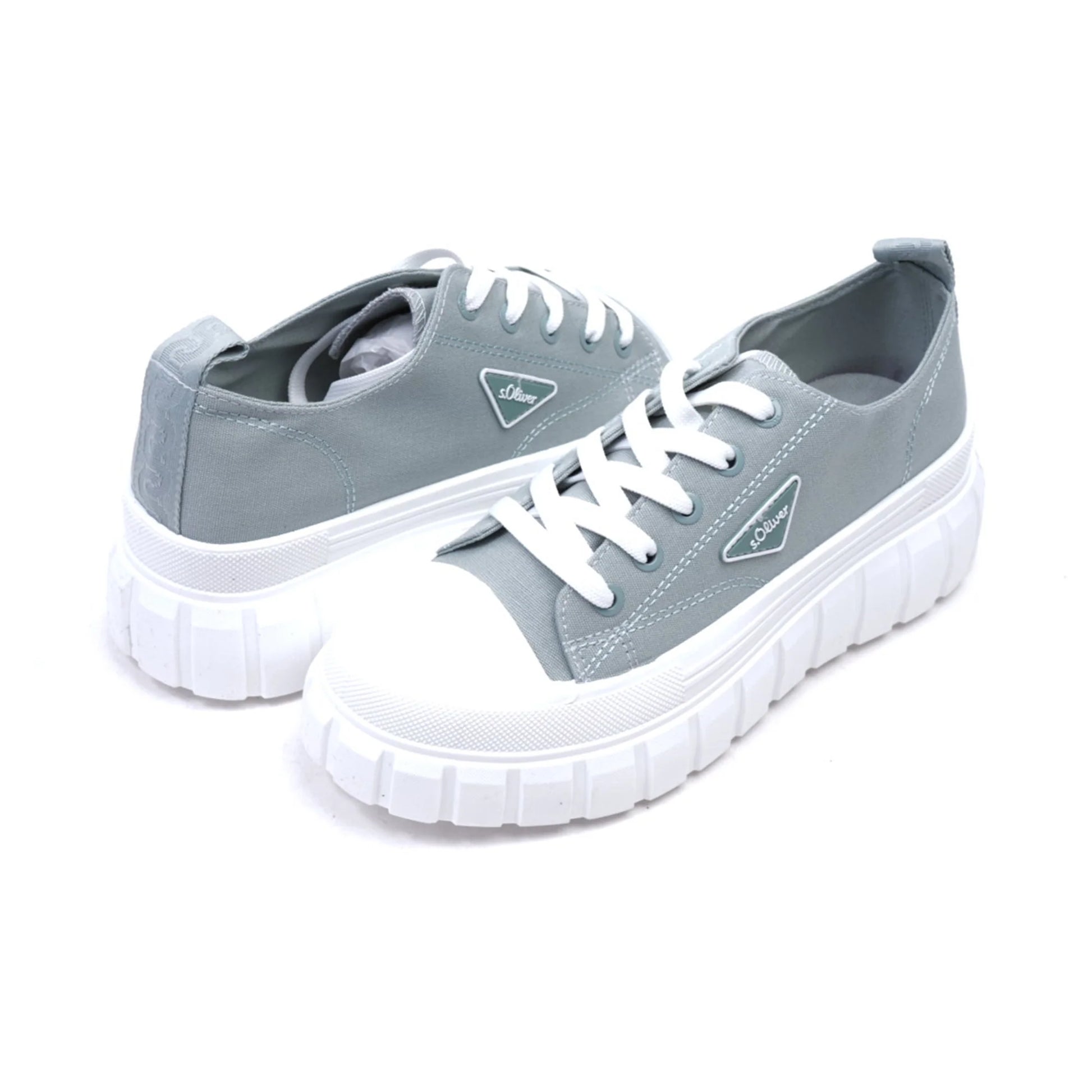 S. Oliver Women's Canvas Sneakers with Platform Sole Grey - Sole Therapy