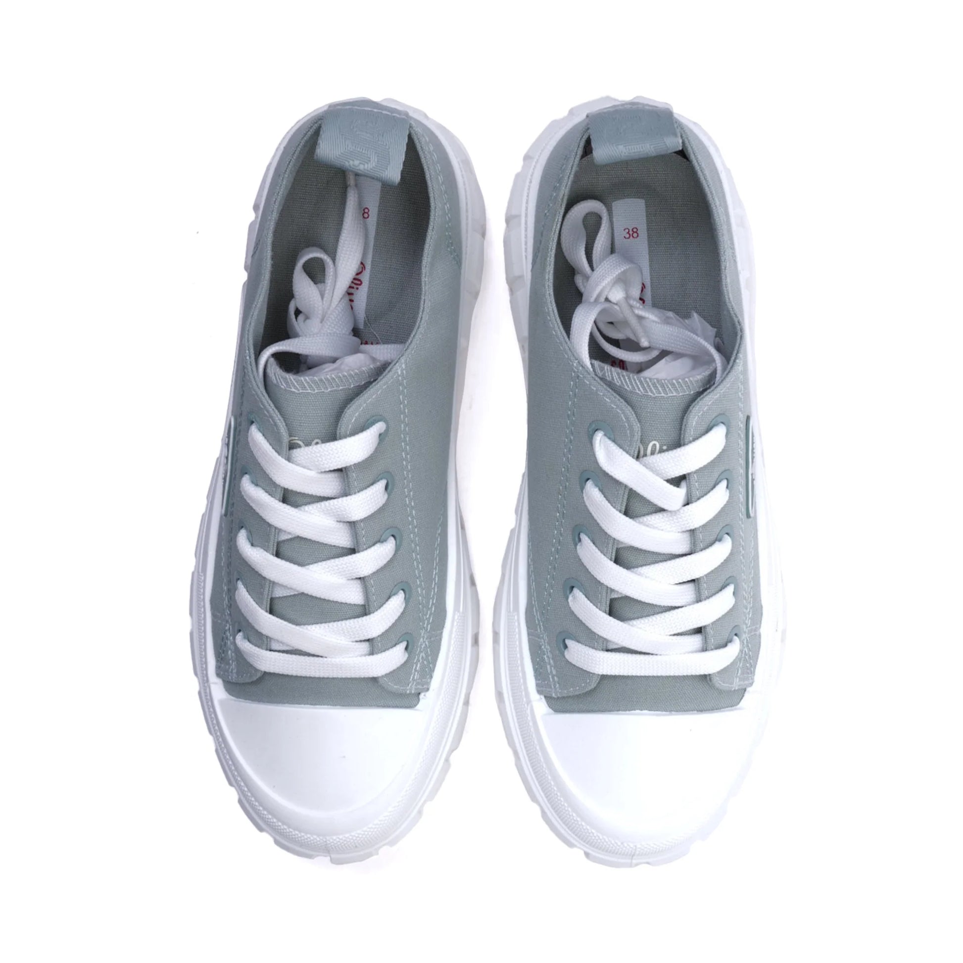 S. Oliver Women's Canvas Sneakers with Platform Sole Grey - Sole Therapy