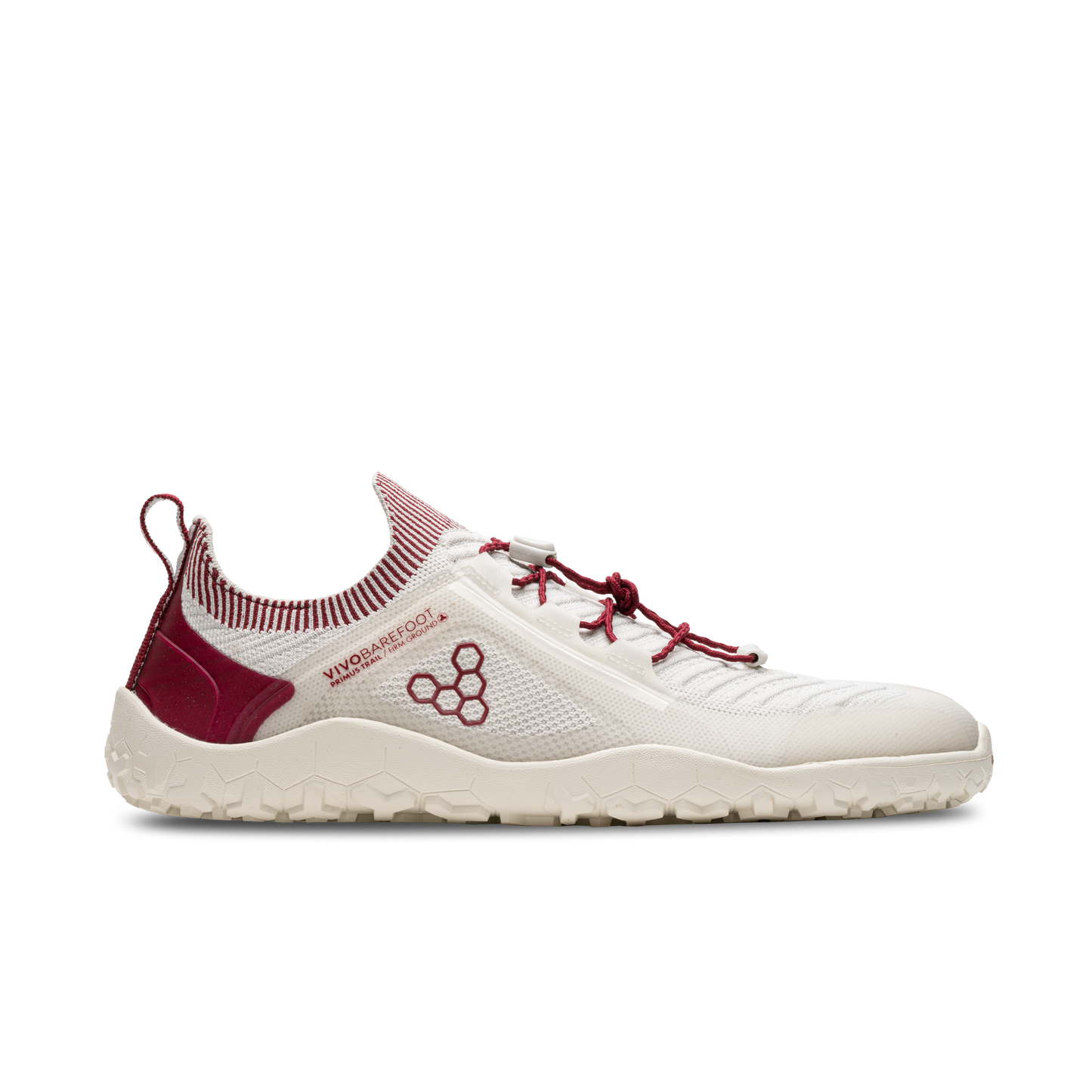 Vivobarefoot Primus Trail Knit Fg Mens Limestone Red Rumba - Sole Therapy