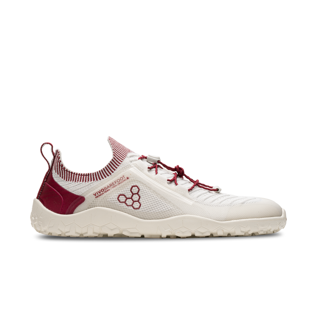 Vivobarefoot Primus Trail Knit Fg Mens Limestone Red Rumba - Sole Therapy