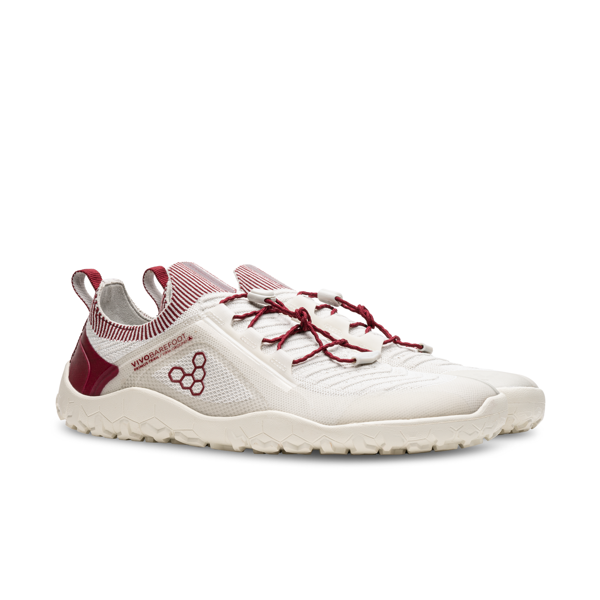 Vivobarefoot Primus Trail Knit Fg Mens Limestone Red Rumba - Sole Therapy