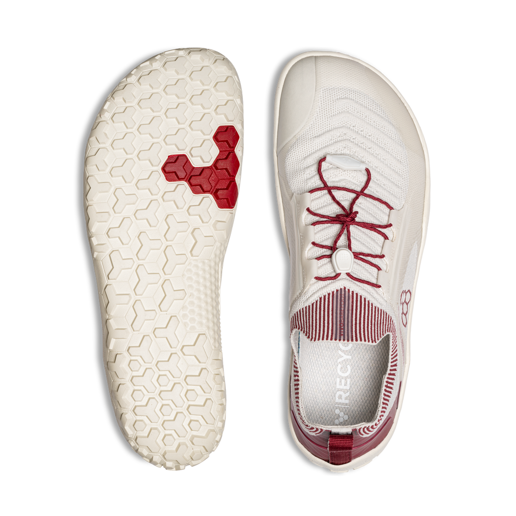 Vivobarefoot Primus Trail Knit Fg Mens Limestone Red Rumba - Sole Therapy