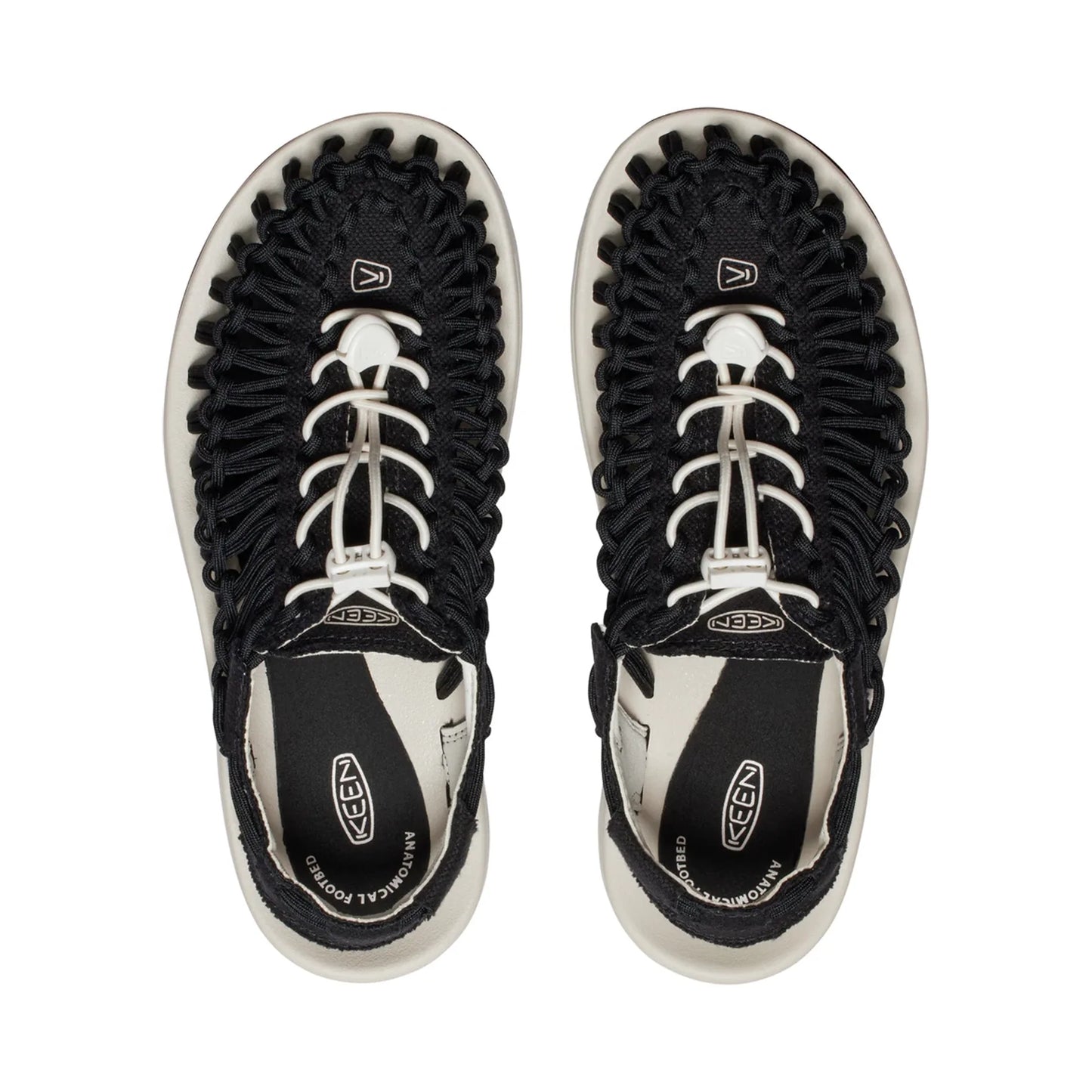 WOMEN UNEEK CANVAS FLAT SANDALS BLACK/BIRCH - Sole Therapy