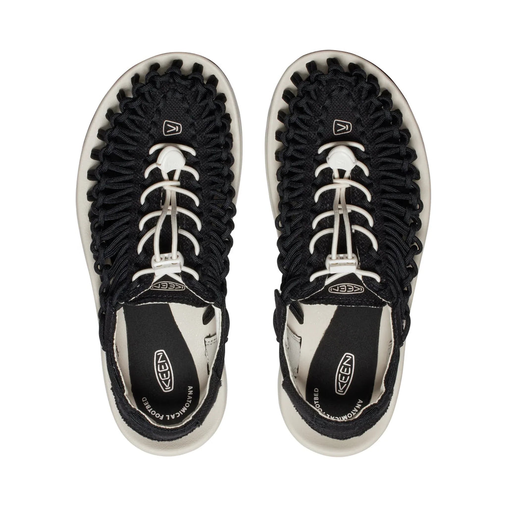 WOMEN UNEEK CANVAS FLAT SANDALS BLACK/BIRCH - Sole Therapy