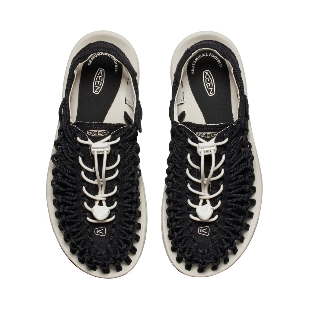 WOMEN UNEEK CANVAS FLAT SANDALS BLACK/BIRCH - Sole Therapy